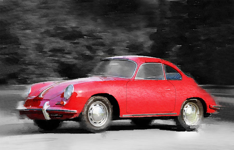 Car Painting - 1963 Porsche 356 C Watercolor by Naxart Studio