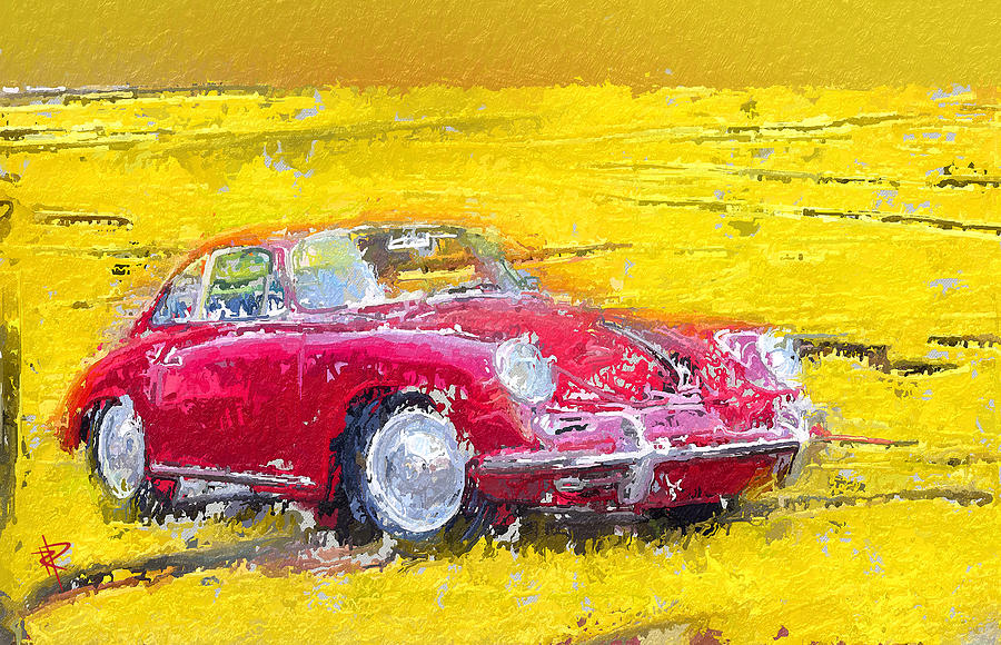 1963 Red Porsche 356b Mixed Media