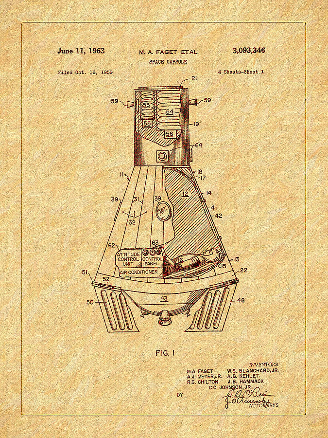1963 Space Capsule Patent Photograph by Barry Jones