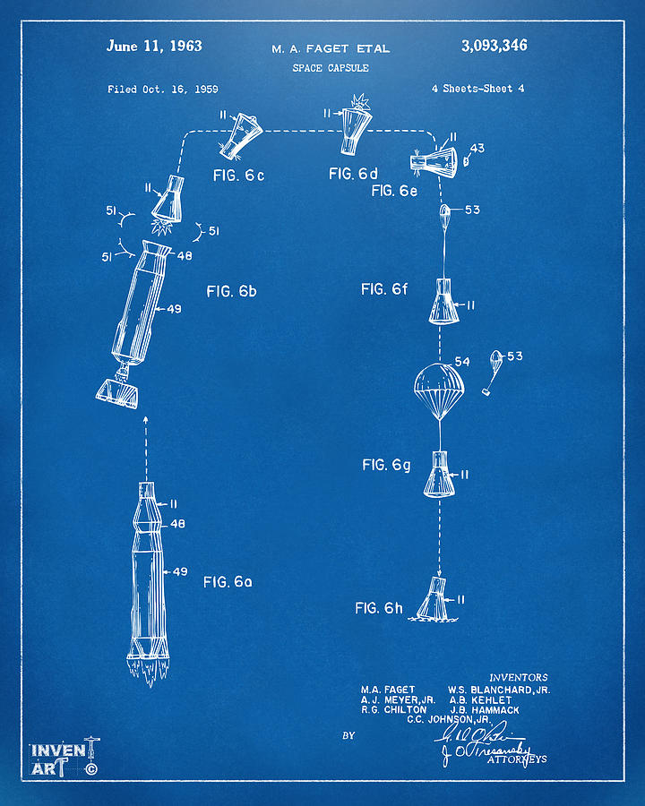 1963 Space Capsule Patent Blueprint Digital Art by Nikki Marie Smith
