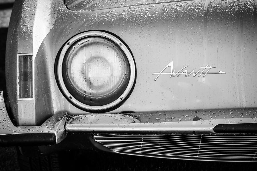 1963 Studebaker Avanti Emblem -0423bw Photograph by Jill Reger