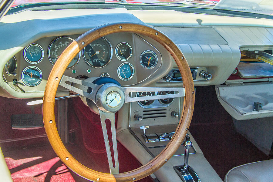 1963 Studebaker Avanti Steering Wheel Photograph by Roger Mullenhour
