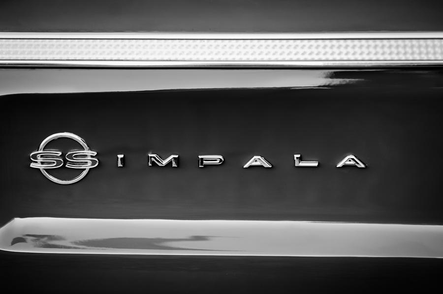 1964 Chevrolet Impala SS Emblem -1262bw Photograph by Jill Reger