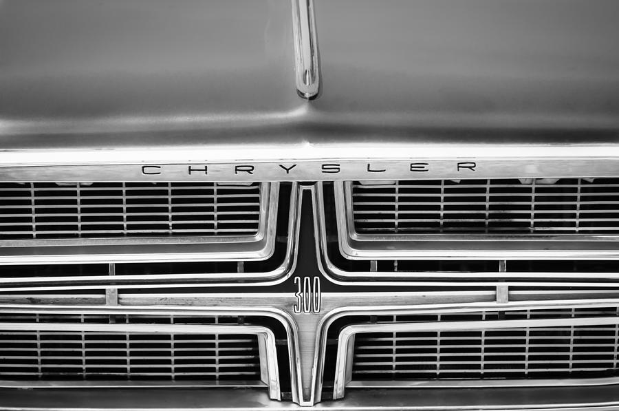 1964 Chrysler 300K Convertible Grille Emblem -3490bw Photograph by Jill Reger