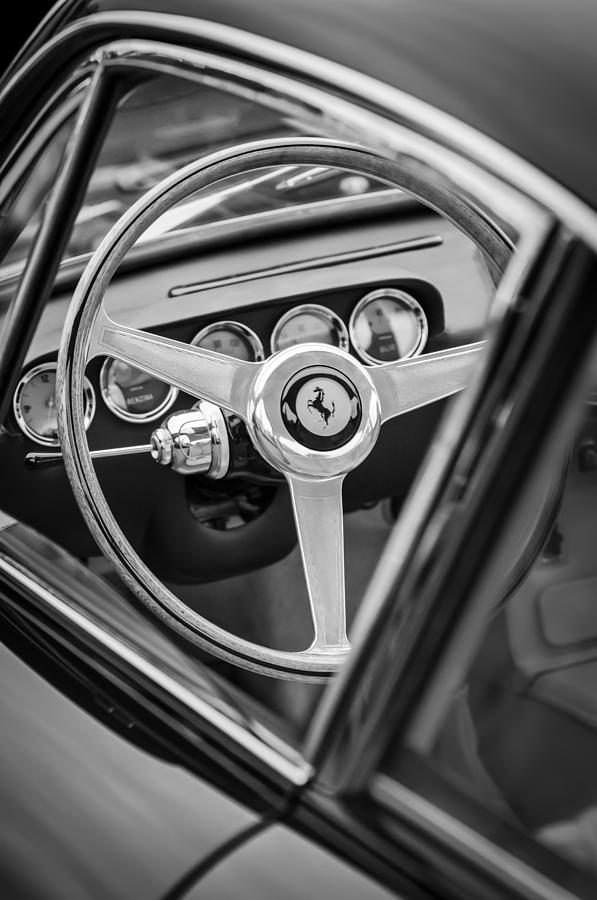 1964 Ferrari Steering Wheel Emblem -0622bw Photograph by Jill Reger