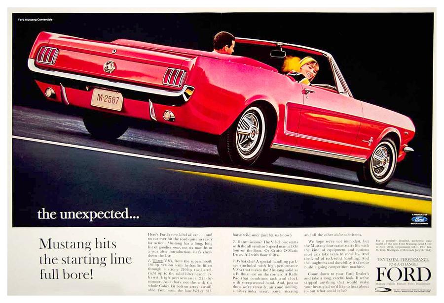 1964 - Ford Mustang Convertible - Advertisement - Color Digital Art by John Madison