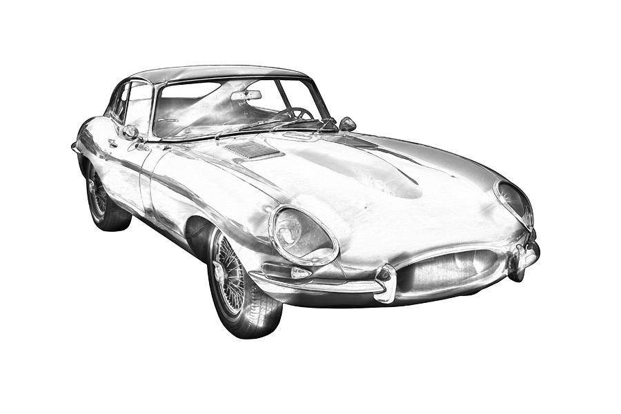 Vintage Photograph - 1964 Jaguar XKE Antique Sportscar Illustration by Keith Webber Jr