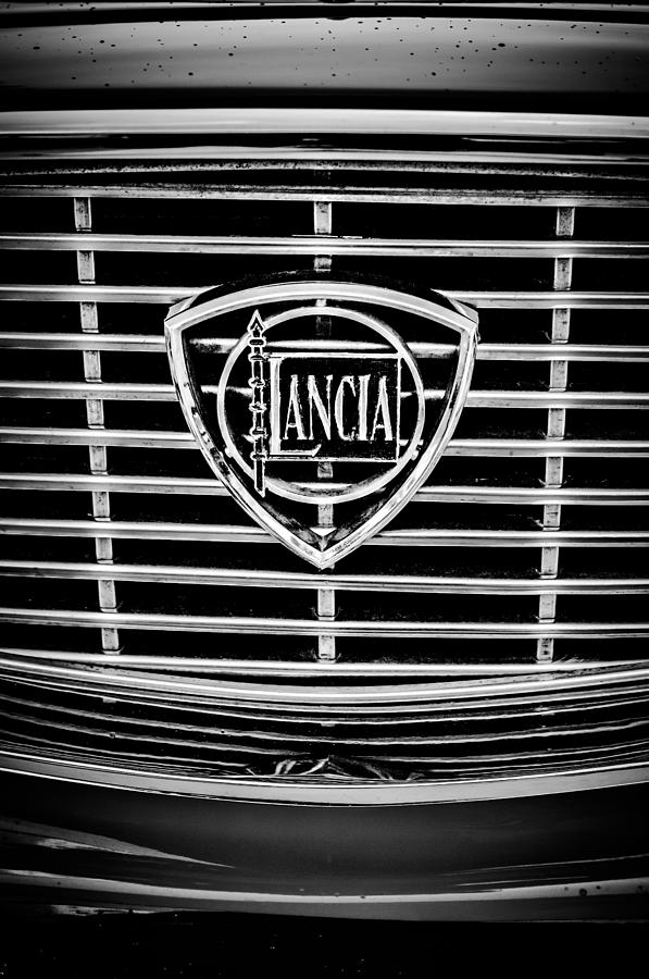 1964 Lancia Flavia Grille Emblem -0105bw Photograph by Jill Reger