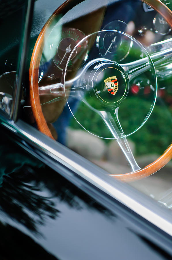 1964 Porsche 356 C Cabriolet Steering Wheel Emblem Photograph by Jill Reger