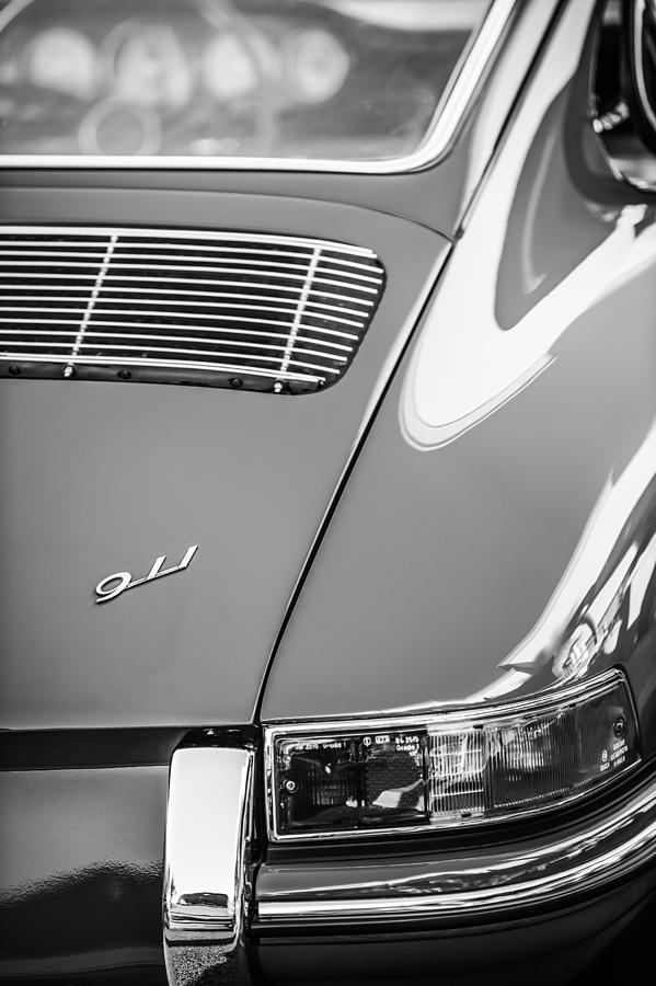 1964 Porsche 911 Taillight Emblem -1391bw Photograph by Jill Reger