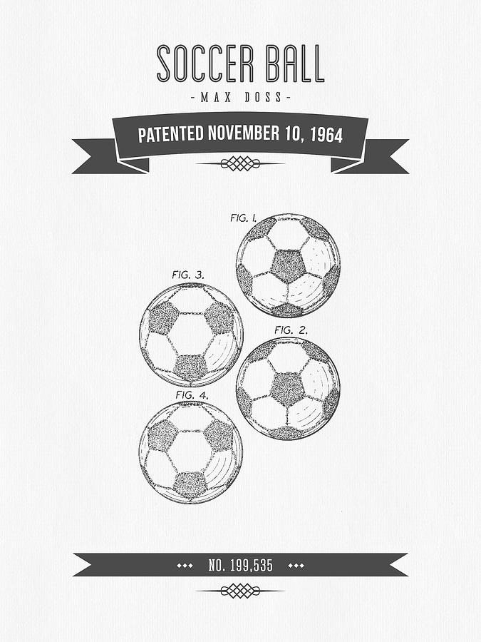 1964 Soccer Ball Patent Drawing - Retro Gray Digital Art