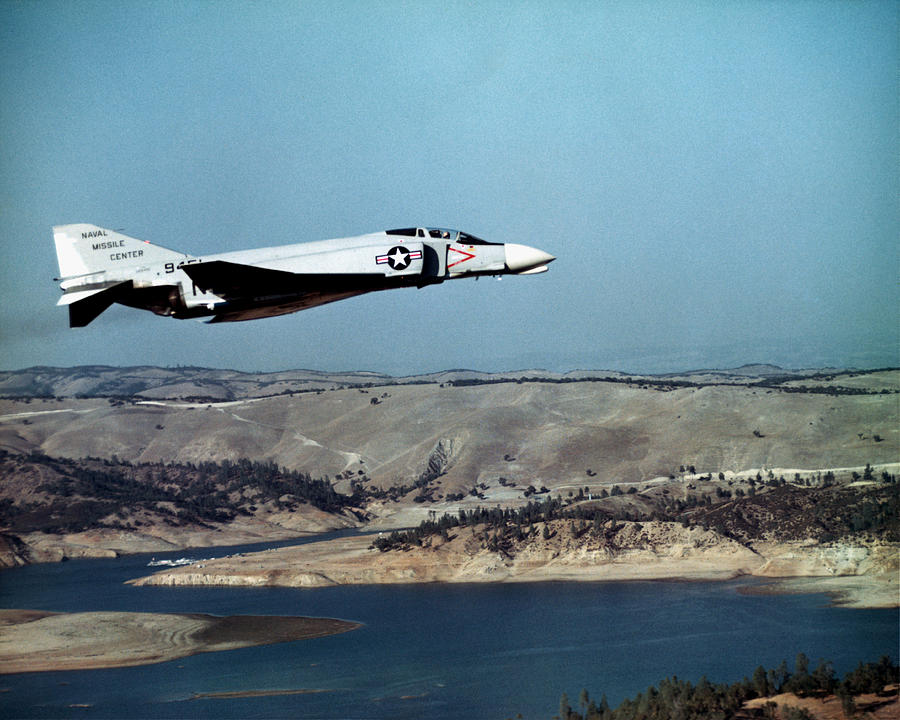 Airplane Photograph - 1964 US Navy Phantom in Flight by Historic Image