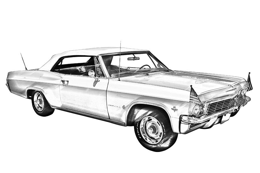 Vintage Photograph - 1965 Chevy Impala 327 Convertible Illuistration by Keith Webber Jr