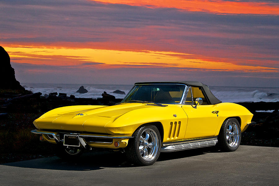 1965 Corvette Roadster in Yellow Photograph by Dave Koontz