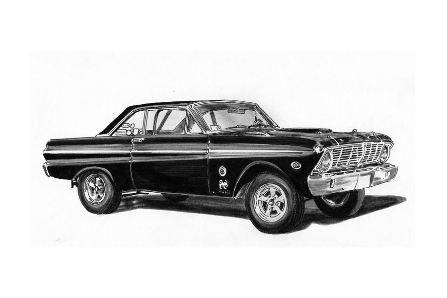 1965 Ford Falcon Street Rod Drawing by Jack Pumphrey