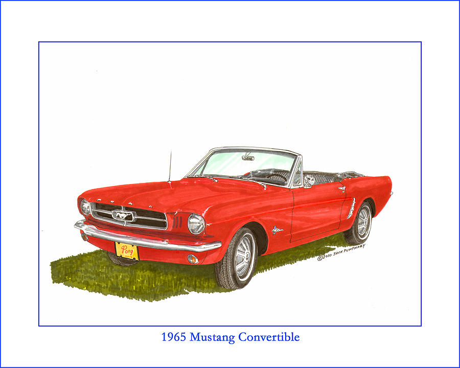 Mustang Convertible Painting - 1965 Ford Mustang Convertible PONY CAR by Jack Pumphrey