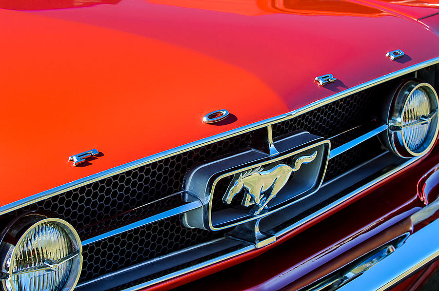 1965 Ford Mustang Grille Emblem Photograph by Jill Reger
