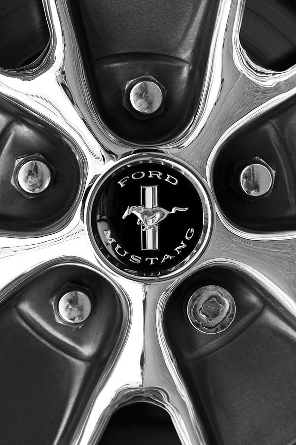 1965 Ford Mustang GT Rim black and white Photograph by Jill Reger