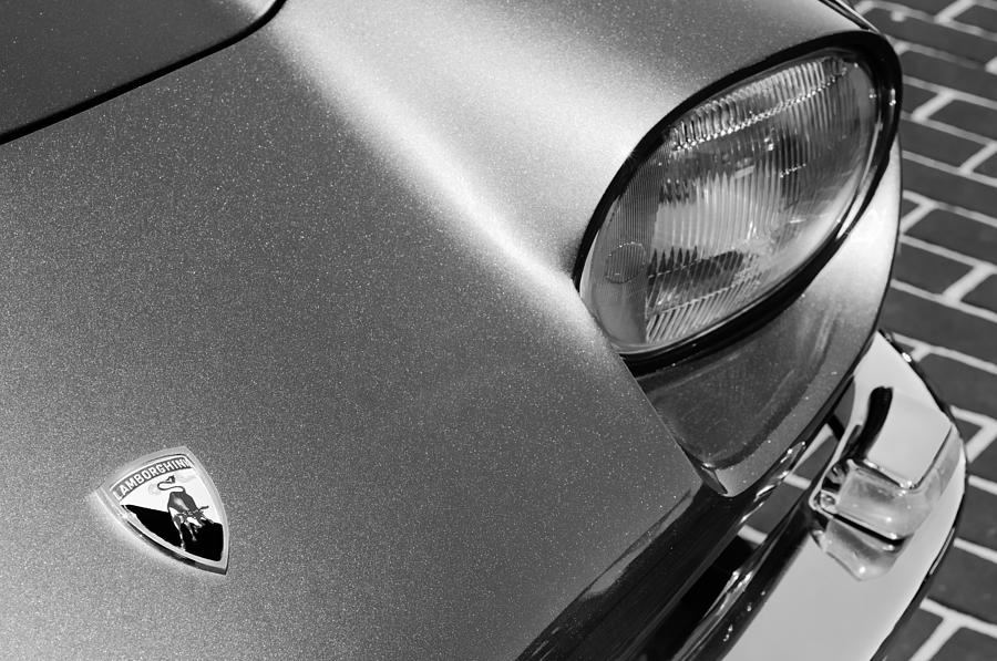 1965 Lamborghini 350 GT Hood Emblem Photograph by Jill Reger