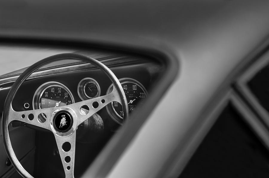 1965 Lamborghini 350 GT Steering Wheel Emblem Photograph by Jill Reger