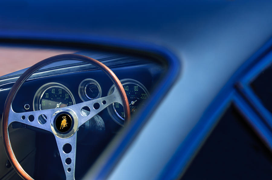 1965 Lamborghini 350 GT Steering Wheel Photograph by Jill Reger