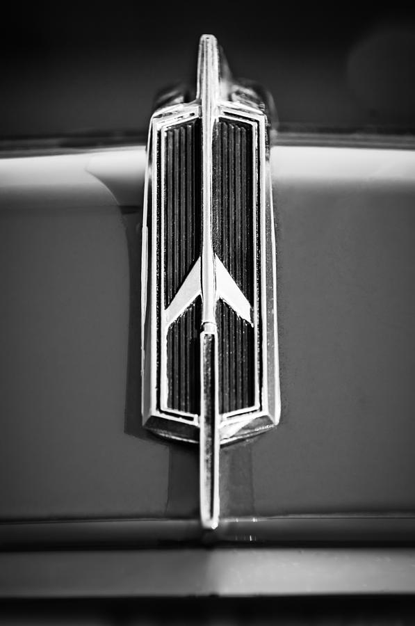 1965 Oldsmobile 442 Hood Emblem -0096bw Photograph by Jill Reger