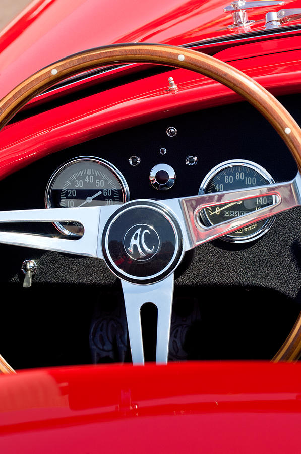 1965 Shelby AC Cobra Roadster 289 Steering Wheel Emblem Photograph by Jill Reger