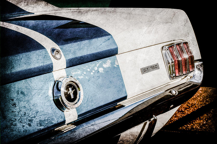 Transportation Photograph - 1965 Shelby Mustang GT350 Taillight Emblem -0809ac by Jill Reger