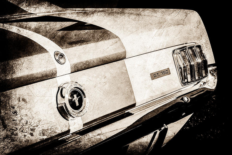Transportation Photograph - 1965 Shelby Mustang GT350 Taillight Emblem -0809s by Jill Reger