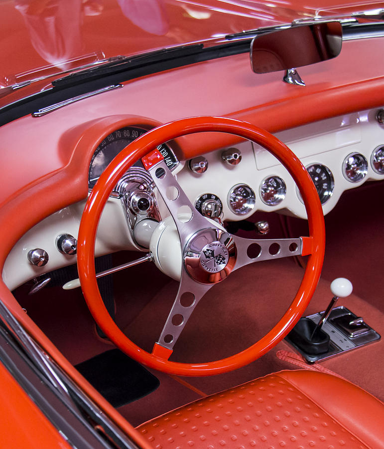 1965 Sting Ray Corvette Cabin And Steering Wheel Photograph by Ben and Raisa Gertsberg