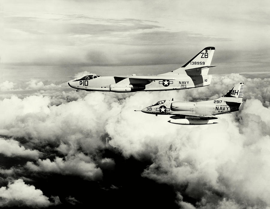 1965 USN Skywarrior and Skyhawk Photograph by Historic Image