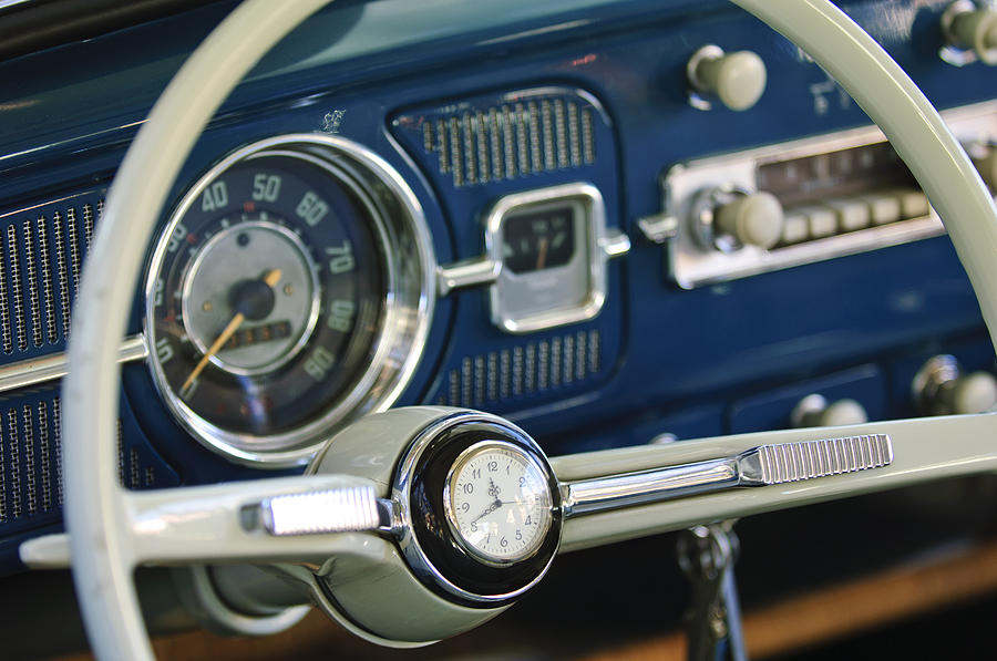 1965 Volkswagen VW Beetle Steering Wheel Photograph by Jill Reger