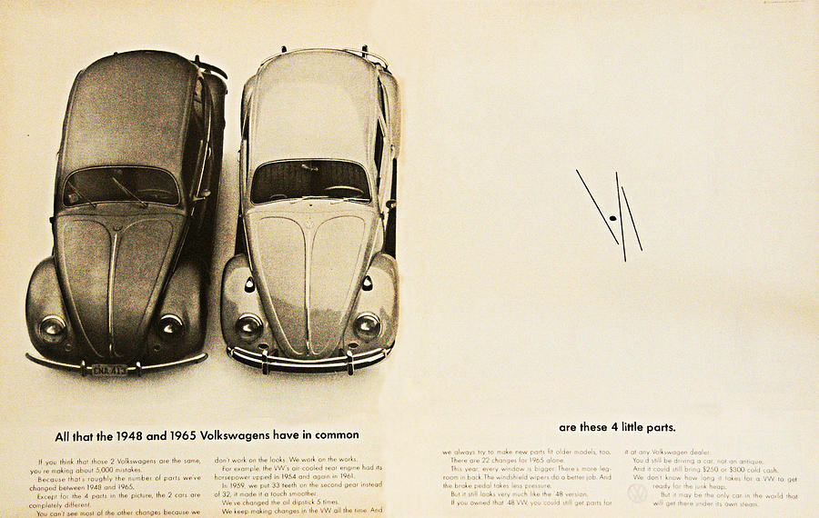 1965 VW Beetle Advert Digital Art by Georgia Clare