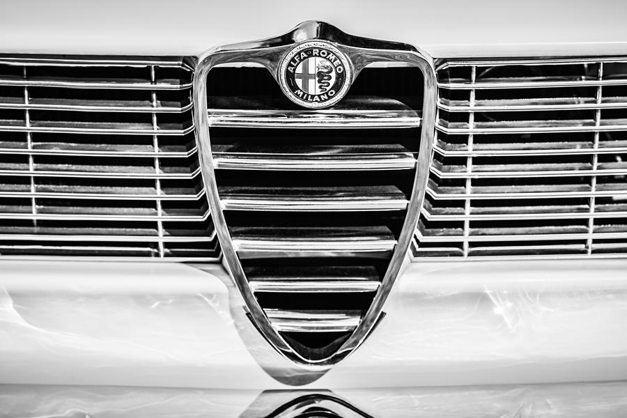 1966 Alfa Romeo GTC Grille Emblem -1438bw Photograph by Jill Reger