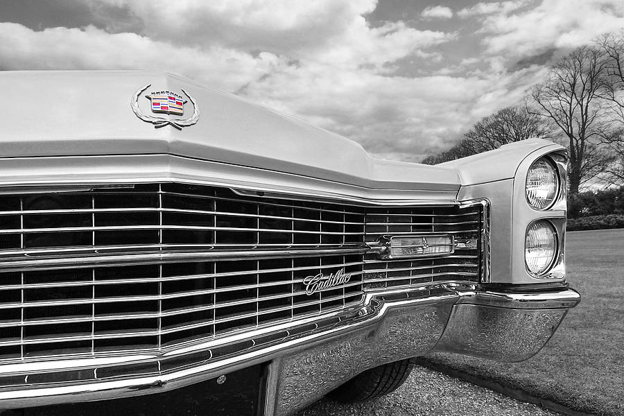 1966 Cadillac Grille in Black and White Photograph by Gill Billington