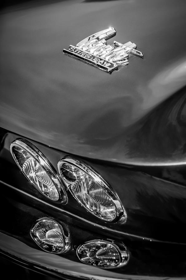 1966 Chevrolet Corvette Taillight Emblem -0578bw Photograph by Jill Reger