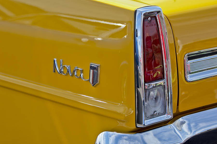 Car Photograph - 1966 Chevrolet Nova Taillight Emblem by Jill Reger