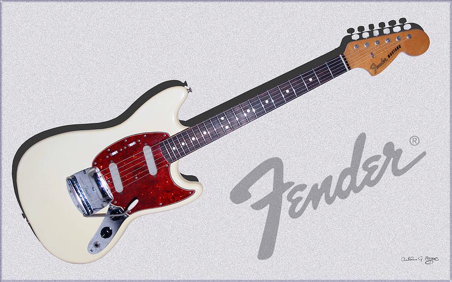 1966 Fender Mustang Digital Art by Arthur Eggers