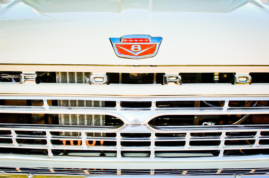 1966 Ford F100 Pickup Truck Grille Emblem Photograph by Jill Reger