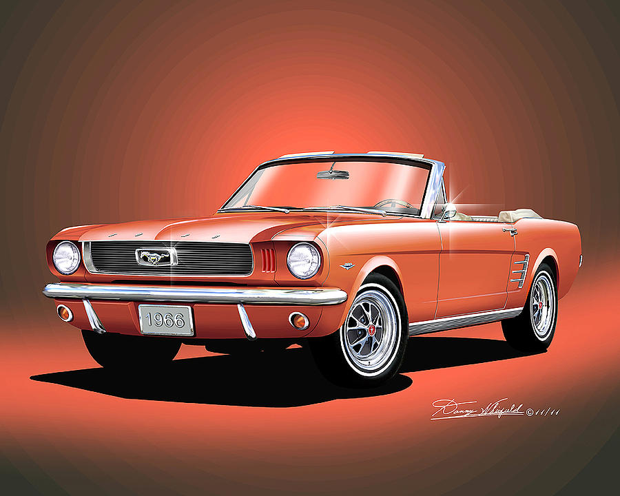 1966 Ford Mustang Convertible Drawing by Danny Whitfield