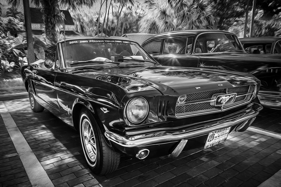 1966 Ford Mustang Convertible Painted BW    Photograph by Rich Franco