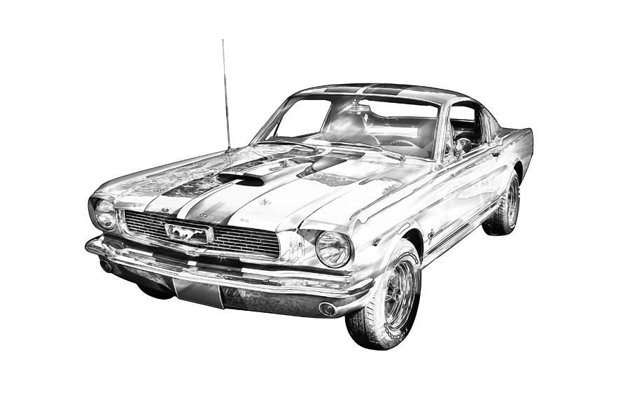 1966 Ford Mustang Fastback Illustration Photograph by Keith Webber Jr