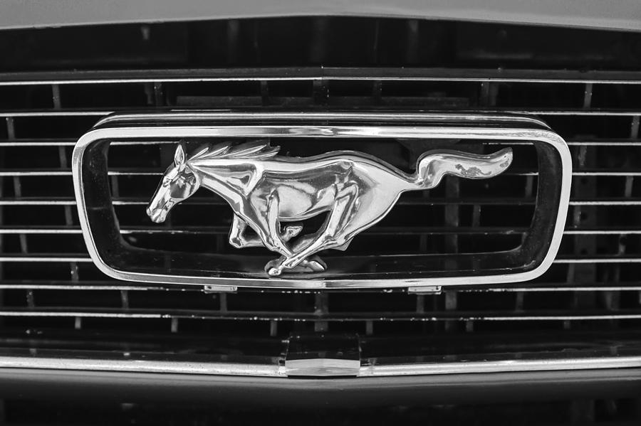 1966 Ford Mustang Grille Emblem -0246bw Photograph by Jill Reger