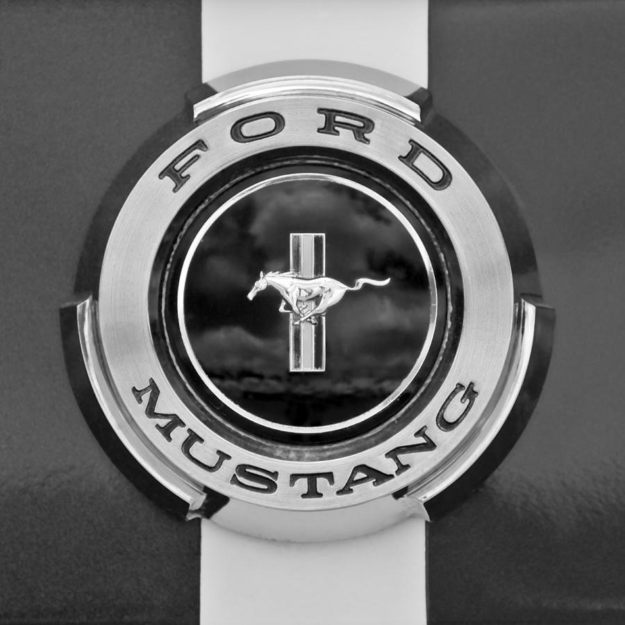 1966 Ford Mustang Shelby Gt 350 Emblem Gas Cap -0295BW Photograph by Jill Reger