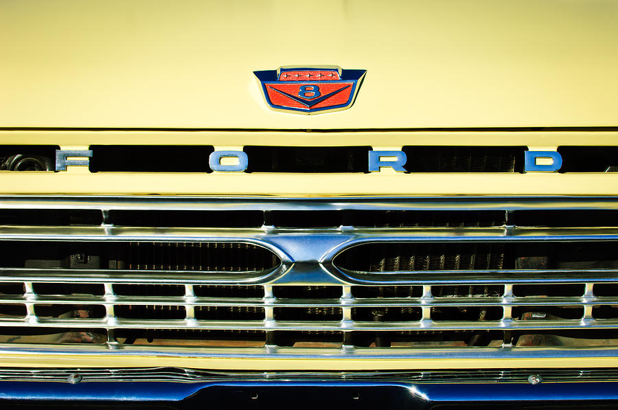 Car Photograph - 1966 Ford Pickup Truck Grille Emblem by Jill Reger