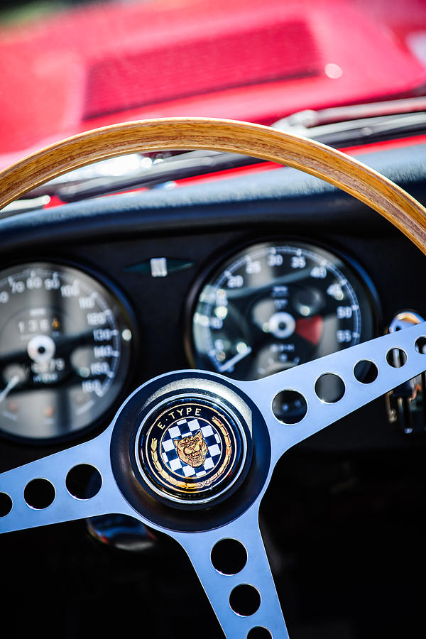 1966 Jaguar XK-E Steering Wheel Emblem -2489c Photograph by Jill Reger