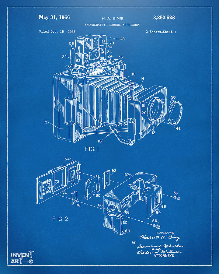 Camera Digital Art - 1966 Photographic Camera Accessory Patent Blueprint by Nikki Marie Smith