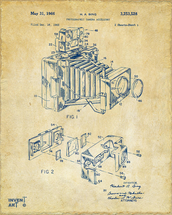 1966 Photographic Camera Accessory Patent Vintage Digital Art by Nikki Marie Smith