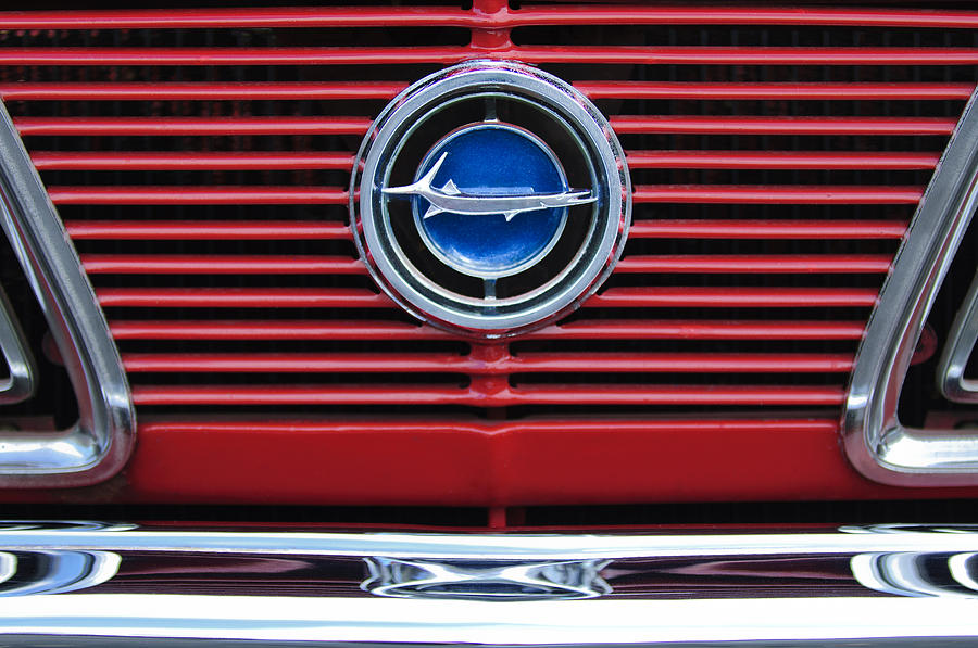 Car Photograph - 1966 Plymouth Barracuda - Cuda Grille Emblem by Jill Reger