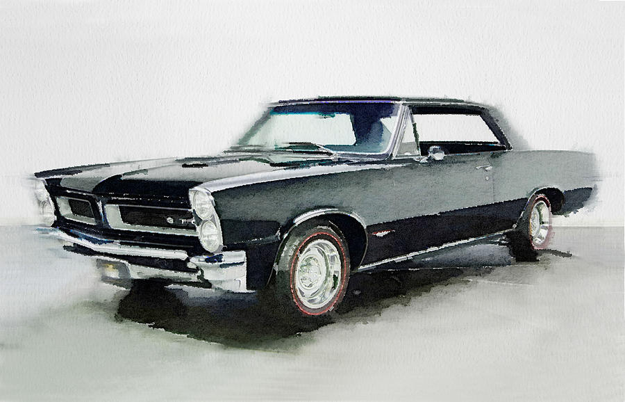 Car Painting - 1966 Pontiac GTO Watercolor by Naxart Studio
